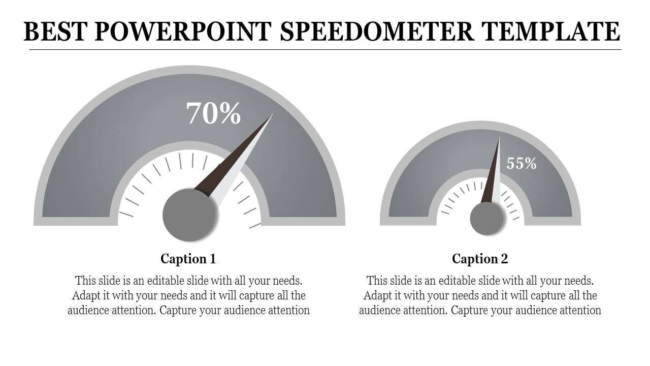 Stunning PowerPoint Speedometer template and Google slides